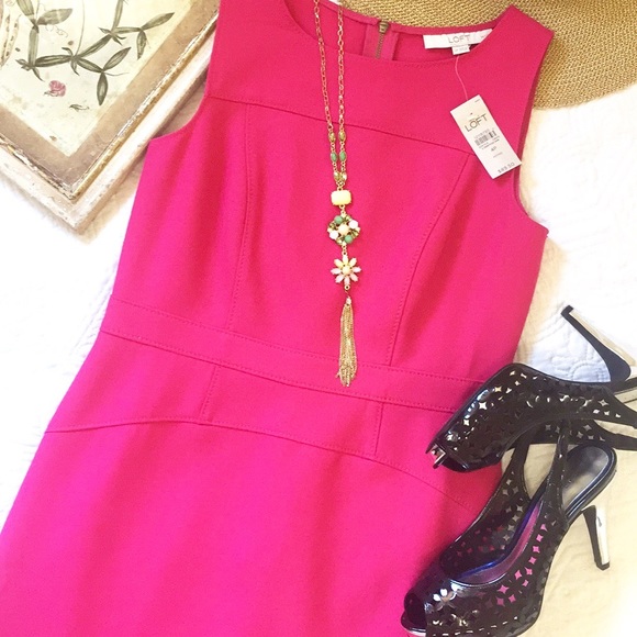 NWT Ann Taylor Loft Bright Pink Career Dress - Picture 1 of 9